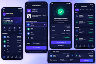 build crypto payment integration, web3 wallet, dapp, defi blockchain frontend