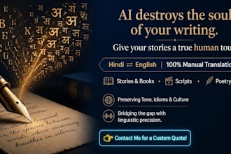 translate your book, story, or literary work in hindi or english