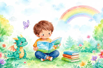 erstelle aquarell kinderbuch illustrationen, charakterdesign und buchcover