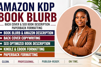 write edit book blurb cover amazon kdp SEO book description paperback formatting