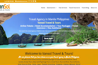 build travel agency website tourism website hotel site with tour booking system