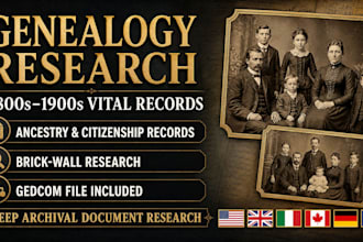 do genealogy research and find 1800s 1900s US eu vital records