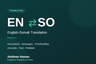 professional english to somali and somali to english translation service