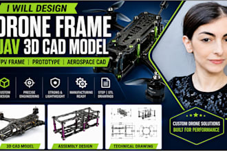 do drone frame design uav 3d cad model, fpv frame prototype aerospace cad