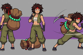 design custom 2d fighting game sprite sheets for unity and mugen
