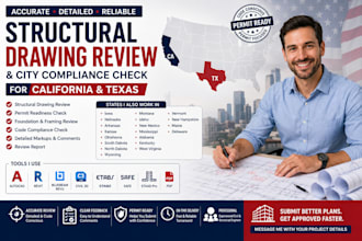 review structural drawings and check permit readiness for california and texas