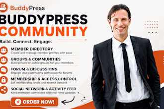 create buddypress member directory, groups, forum and social community