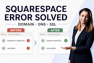 fix and setup squarespace website domain mapping, dns connection, and SSL errors