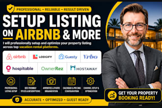 setup listing on airbnb, lodgify, guesty, vrbo, hospitable, ownerrez, hostaway