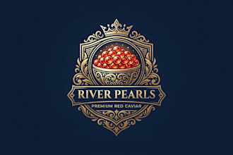 design a premium red caviar logo for your brand
