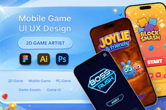 design professional mobile game UI and 2d game assets