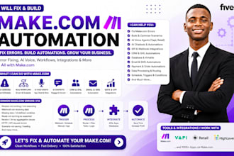 fix make com errors, scenarios and automation workflows