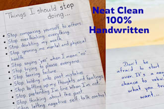 handwrite letters, notes any personalized documents