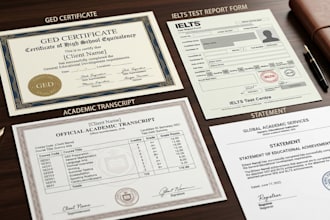 design a professional ged certificate, transcript, ielts certificate, statement