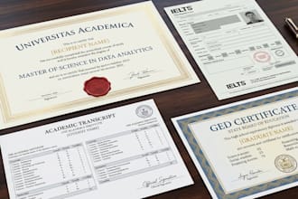 replicate any design, create document, academic document, ielts, ged certificate