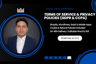 draft custom website terms and conditions, privacy policy, and gdpr compliance