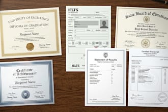replicate any document, certificate, degree, ielts, school diploma,statement