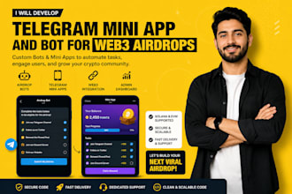 develop a telegram mini app and bot for web3 crypto airdrops