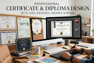 design a custom diploma certificate, degree or award certificate ielts, ged