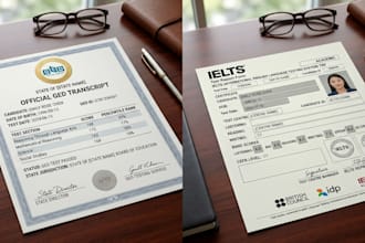 deisgn a professional ged certificate or transcript, create ielts, certificate