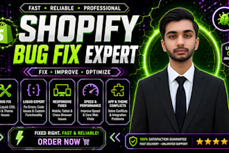 fix shopify bugs, liquid css and javascript errors fast