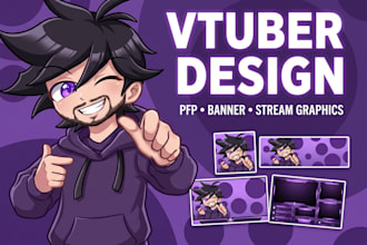 create anime vtuber pfp, banner and stream graphics
