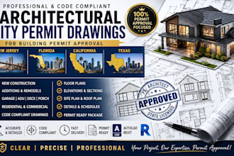 architectural permit drawings for new jersey, florida, ca, tx building permits