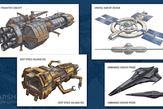 draw spaceship concept art or design a starship or scifi vehicle