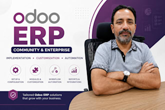setup, customize and implement odoo erp community or enterprise