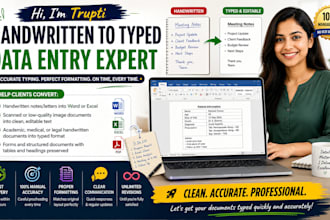 type handwritten documents into word or excel