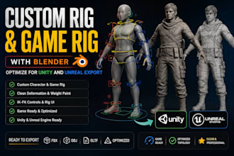 do custom rig and game rig with blender optimize for unity and unreal export