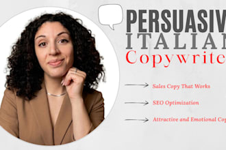 be your italian persuasive SEO copywriter for sales writing