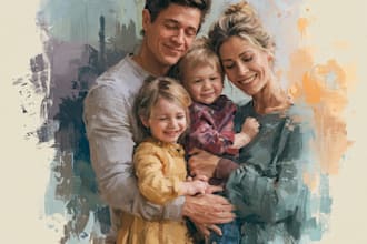 paint a family or couple portrait, handdrawn, noai