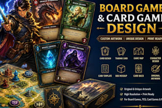 board game cards trading cards game maps characters and box artwork