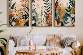 make wall art and paintings for your etsy store with mockups