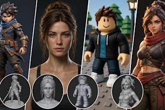 game ready 3d character, 2d to 3d character, metahuman, roblox, unity 3d model