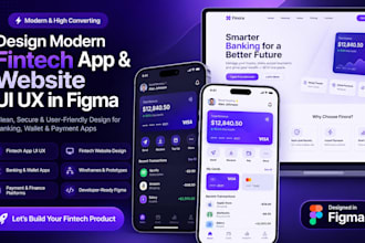 design modern fintech app and website UI UX in figma