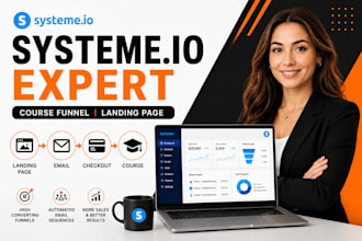 create systeme io online course funnel, landing page and sales funnel ghl expert