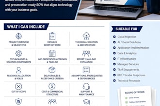 write a professional technical scope of work proposal