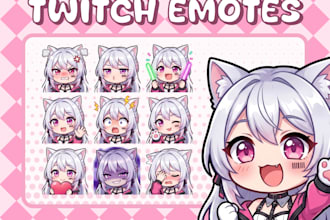 design custom twitch emotes, sub badges and vtuber emotes