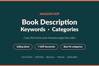 write your amazon KDP book description keywords and categories
