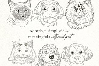 draw custom pet portrait in line art vector illustration