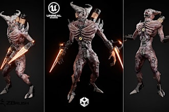 model realistic 3d creature aaa monster for cgi vfx unreal engine blender zbrush