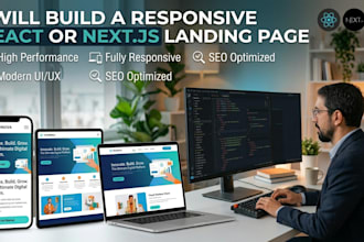build a responsive react or nextjs landing page