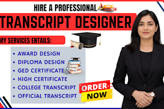design high academic transcript, ged certificate, and college transcript