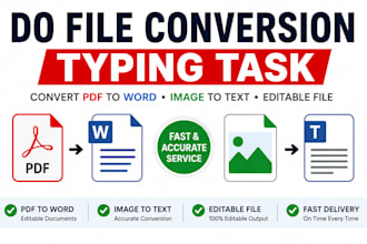 do data entry task file conversion typing task convert pdf to word image to text