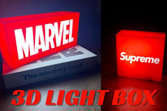 design custom 3d light box 3d logo keychain stl and 3mf file for 3d printing