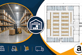 design amazon fba warehouse layout, floor plan and fulfillment cad