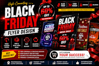 design black friday sales cyber  monday christmas halloween event flyers