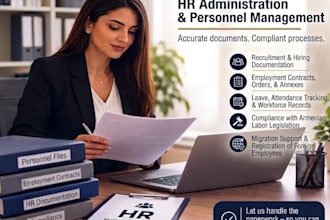 provide full HR ops, documents, policies, recruitment, and work permits